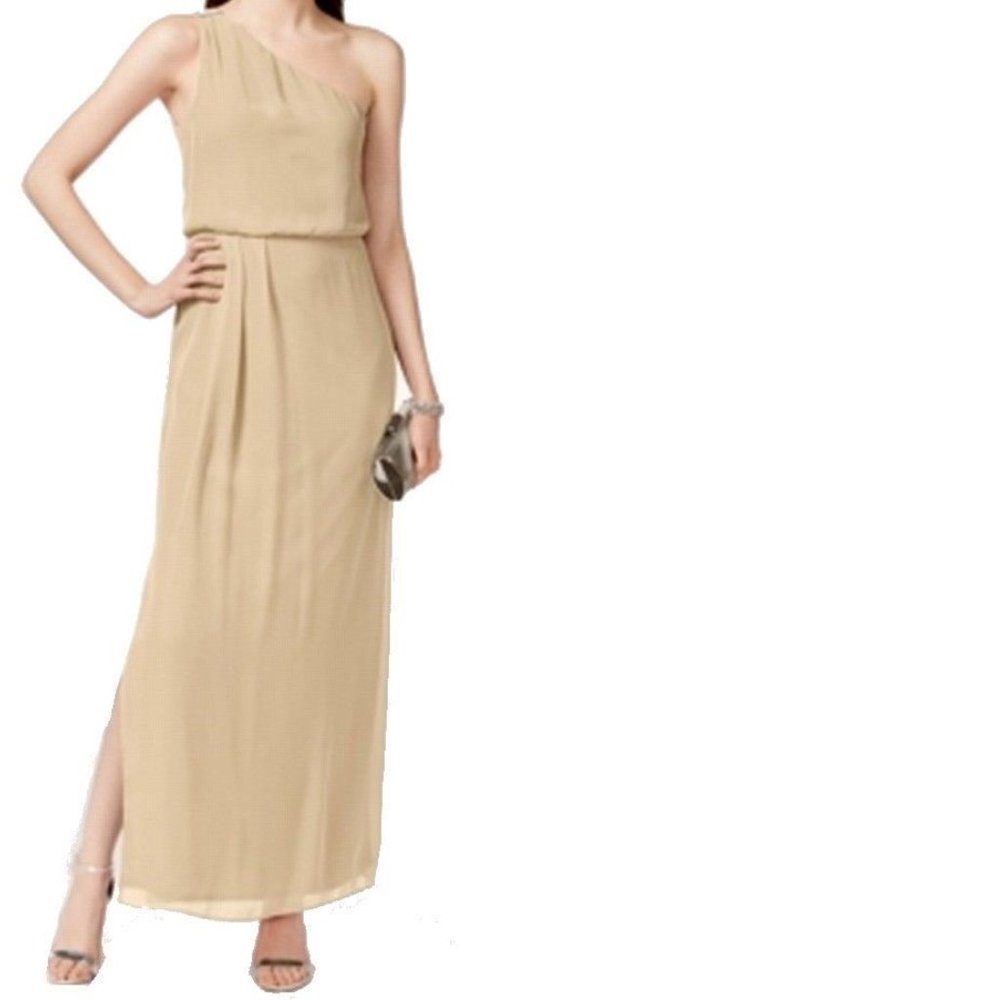 Adrianna Papell jeweled one shoulder chiffon gown
